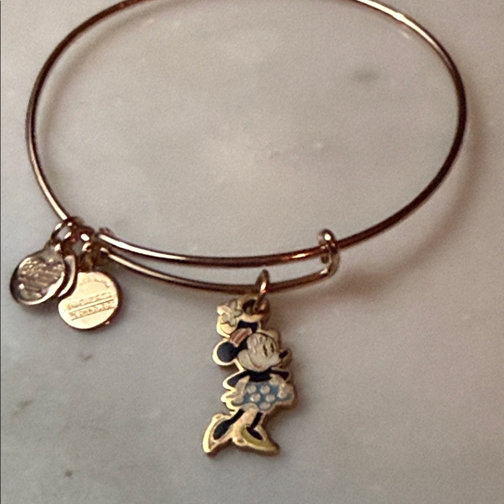 Disney/ Alex & Ani Pink Gold Tone Bracelet with Minnie Mouse Charm